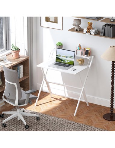 HOMCOM 81.5 cm Folding Computer Desk with Monitor Shelf - White