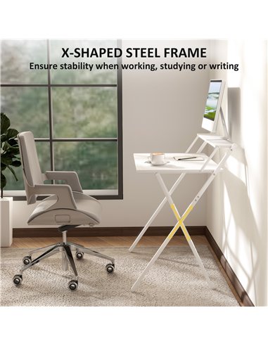 HOMCOM 81.5 cm Folding Computer Desk with Monitor Shelf - White