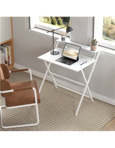 HOMCOM 81.5 cm Folding Computer Desk with Monitor Shelf - White
