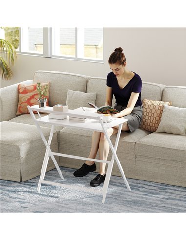 HOMCOM 81.5 cm Folding Computer Desk with Monitor Shelf - White