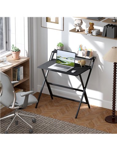 HOMCOM 81.5 cm Folding Computer Desk with Monitor Shelf - Black
