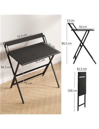 HOMCOM 81.5 cm Folding Computer Desk with Monitor Shelf - Black