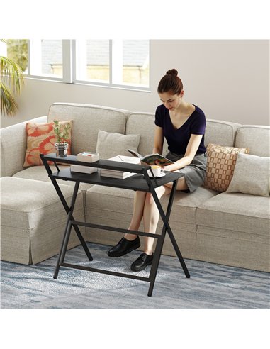 HOMCOM 81.5 cm Folding Computer Desk with Monitor Shelf - Black