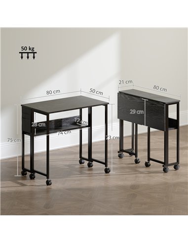 HOMCOM 80 cm Drop Leaf Writing Work Desk - Black
