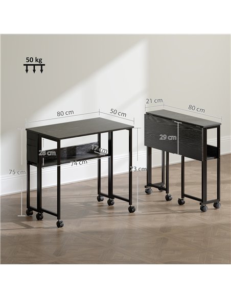HOMCOM 80 cm Drop Leaf Writing Work Desk - Black - pic 197334 | FastDaddyshop