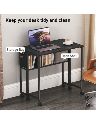 HOMCOM 80 cm Drop Leaf Writing Work Desk - Black
