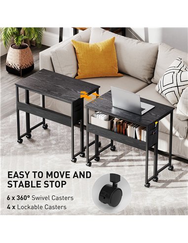 HOMCOM 80 cm Drop Leaf Writing Work Desk - Black