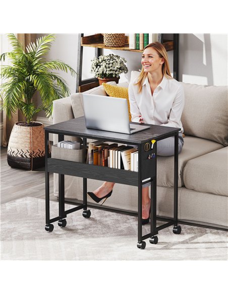 HOMCOM 80 cm Drop Leaf Writing Work Desk - Black - pic 197340 | FastDaddyshop