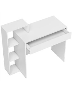 HOMCOM Desk with Storage, Computer Desk with 3 Open Shelves and Drawer, Workstation, Computer Table, White