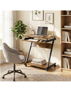 HOMCOM Movable Computer Desk with 4 Moving Wheels and Keyboard Tray 2