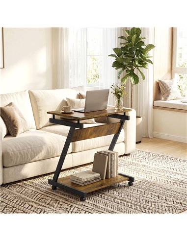 HOMCOM Movable Computer Desk with 4 Moving Wheels and Keyboard Tray