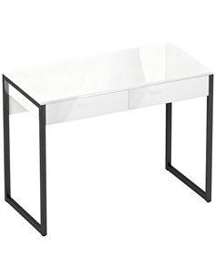 HOMCOM High Gloss Work Table, with Drawers - White
