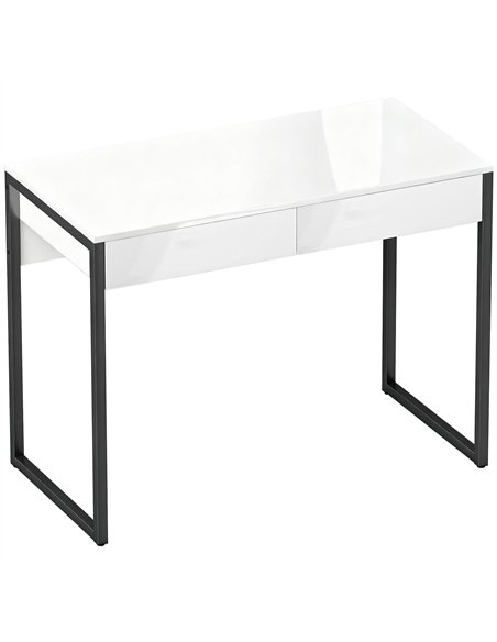 HOMCOM High Gloss Work Table, with Drawers - White - pic 197368 | FastDaddyshop