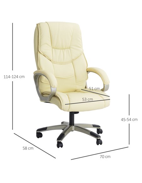 HOMCOM Computer Office PU Leather Swivel Desk Chair with Rocking Function, Cream - pic 19737 | FastDaddyshop