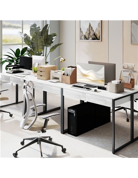 HOMCOM High Gloss Work Table, with Drawers - White - pic 197375 | FastDaddyshop