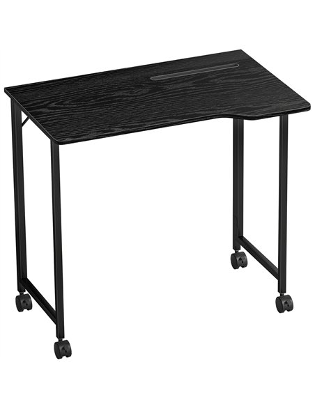 HOMCOM Folding Small Desk on Wheels - Black Wood Effect - pic 197386 | FastDaddyshop