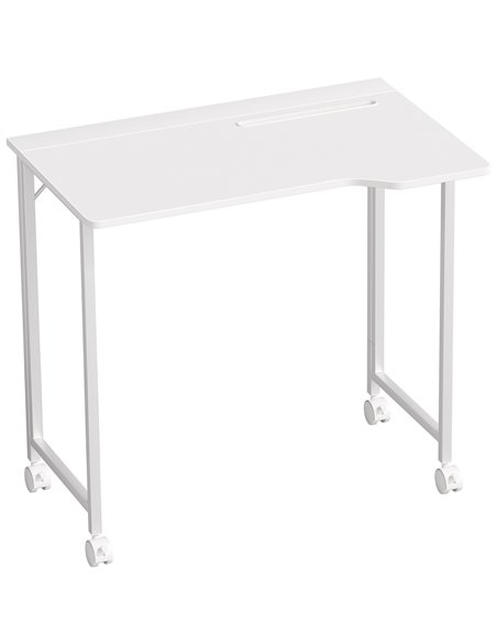 HOMCOM Small Folding Desk, with Wheels - White Wood-Effect - pic 197395 | FastDaddyshop