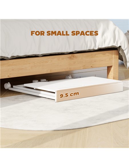 HOMCOM Small Folding Desk, with Wheels - White Wood-Effect - pic 197398 | FastDaddyshop
