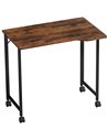 HOMCOM Folding Small Desk on Wheels - Rustic Brown