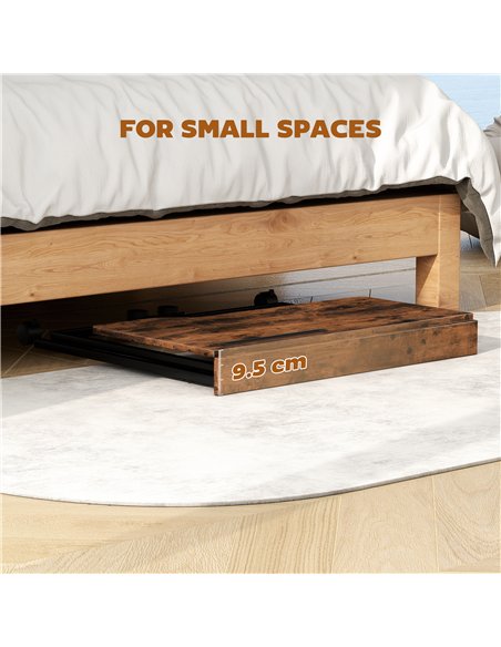 HOMCOM Folding Small Desk on Wheels - Rustic Brown - pic 197407 | FastDaddyshop