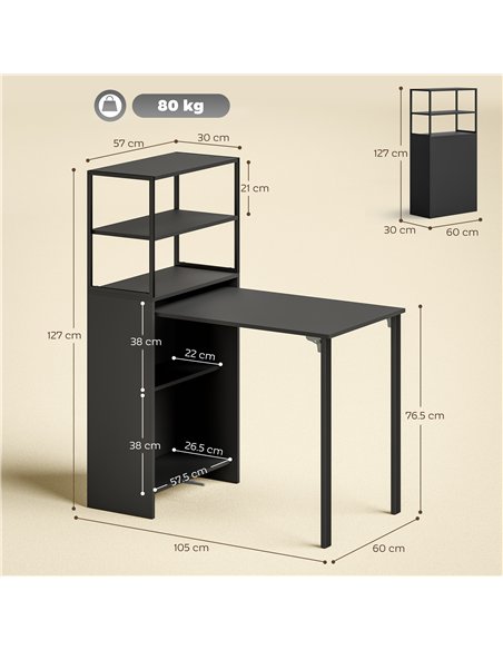 HOMCOM Folding Shelf and Work Table - Black - pic 197415 | FastDaddyshop