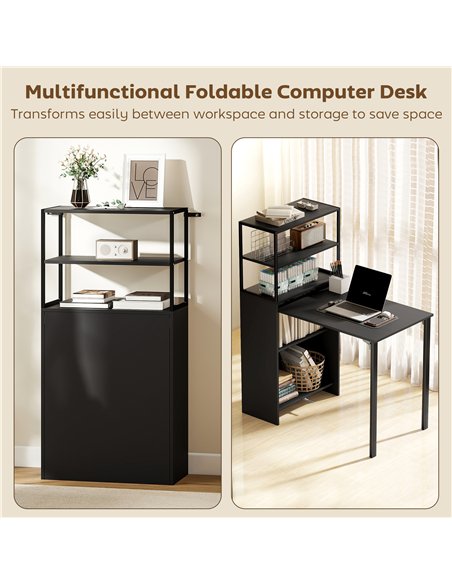 HOMCOM Folding Shelf and Work Table - Black - pic 197416 | FastDaddyshop