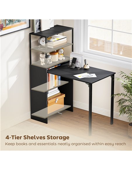 HOMCOM Folding Shelf and Work Table - Black - pic 197417 | FastDaddyshop