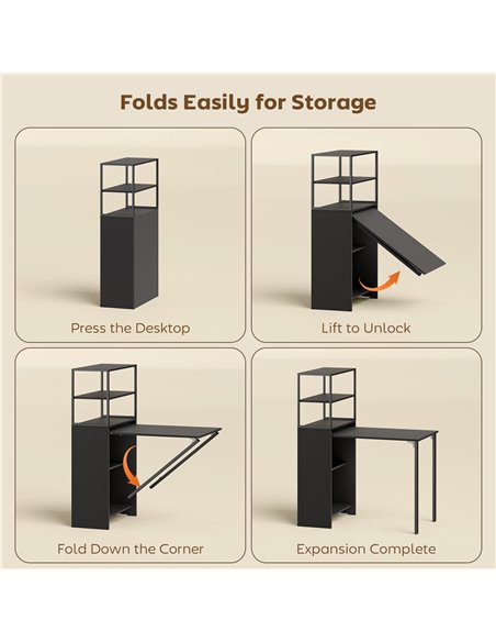 HOMCOM Folding Shelf and Work Table - Black - pic 197419 | FastDaddyshop