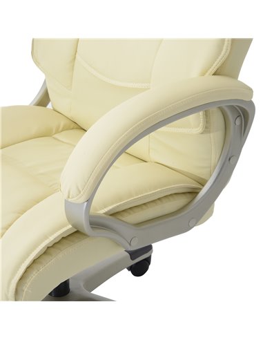 HOMCOM Computer Office Swivel Chair Desk Chair High Back PU Leather Height Adjustable w/ Rocking Function (Cream)