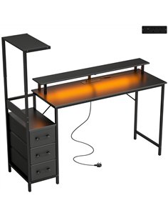 HOMCOM 147cm Gaming Desk with Charging Station and Monitor Stand, Computer Table for Home Office with RGB Lights, Black