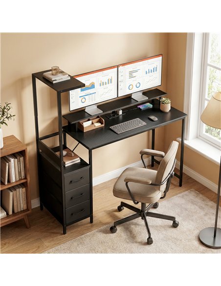 HOMCOM 147cm Gaming Desk with Charging Station and Monitor Stand, Computer Table for Home Office with RGB Lights, Black - pic 197429 | FastDaddyshop