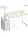 HOMCOM 147cm Gaming Desk with Charging Station and Monitor Stand, Computer Table for Home Office with RGB Lights, White