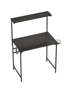 HOMCOM Computer Desk, 80cm Home Office Study Table with Hutch Shelf, Cup Holder, Headphone Hook, Black