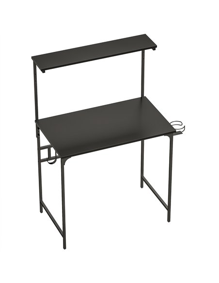 HOMCOM Computer Desk, 80cm Home Office Study Table with Hutch Shelf, Cup Holder, Headphone Hook, Black - pic 197449 | FastDaddyshop