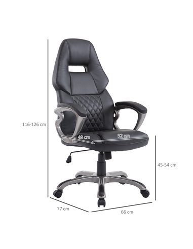 HOMCOM Swivel PU Leather Desk Chair with Height Adjustable, Black