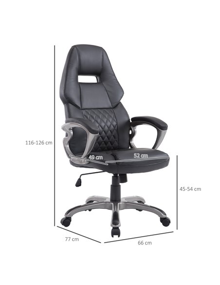 HOMCOM Swivel PU Leather Desk Chair with Height Adjustable, Black - pic 19746 | FastDaddyshop