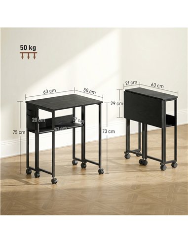 HOMCOM 63 cm Drop Leaf Writing Work Desk - Black