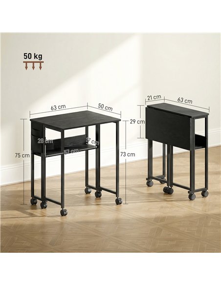 HOMCOM 63 cm Drop Leaf Writing Work Desk - Black - pic 197469 | FastDaddyshop