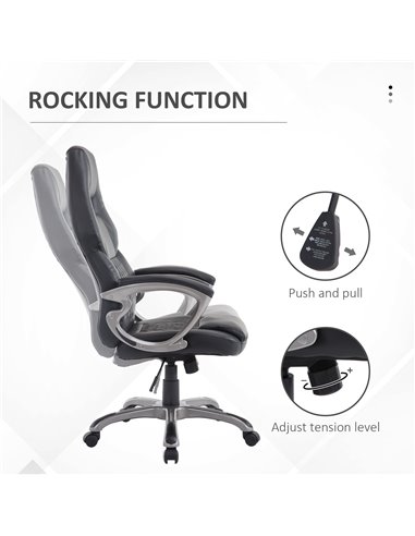 HOMCOM Swivel PU Leather Desk Chair with Height Adjustable, Black