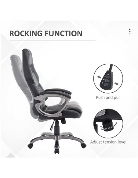 HOMCOM Swivel PU Leather Desk Chair with Height Adjustable, Black - pic 19747 | FastDaddyshop