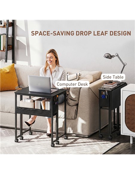 HOMCOM 63 cm Drop Leaf Writing Work Desk - Black - pic 197470 | FastDaddyshop