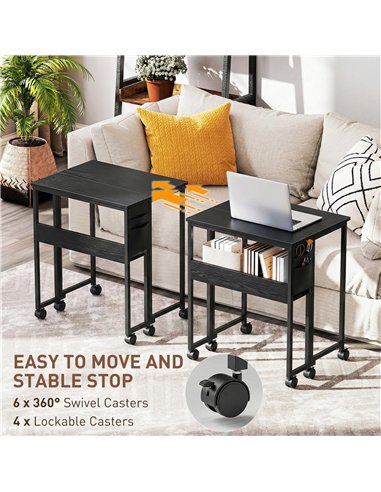 HOMCOM 63 cm Drop Leaf Writing Work Desk - Black