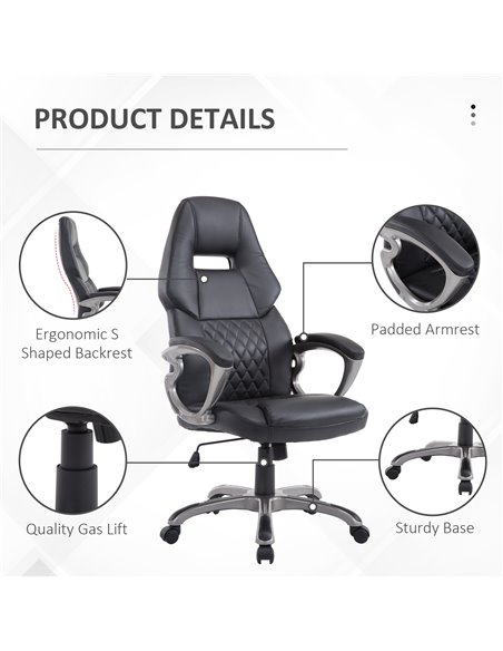 HOMCOM Racing Gaming Sports Chair Swivel Desk Chair Executive Leather Office Chair Computer PC chairs Height Adjustable Armchair - pic 19748 | FastDaddyshop