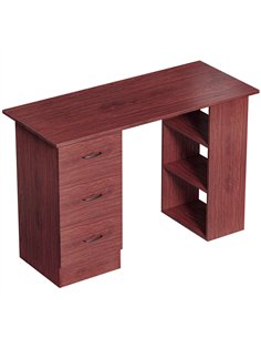 HOMCOM Computer Desk, Writing Table, PC Workstation with 3 Storage Shelves and Drawers, Handle, for Home Office, Walnut Brown