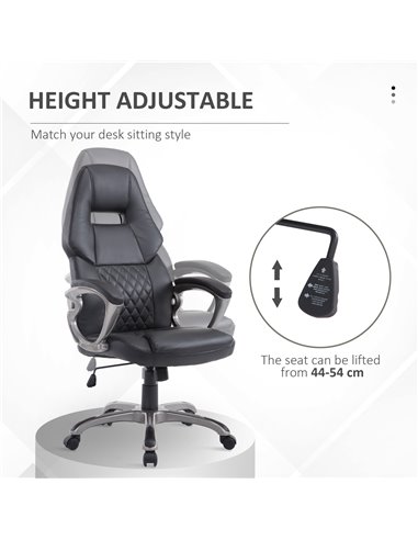 HOMCOM Racing Gaming Sports Chair Swivel Desk Chair Executive Leather Office Chair Computer PC chairs Height Adjustable Armchair