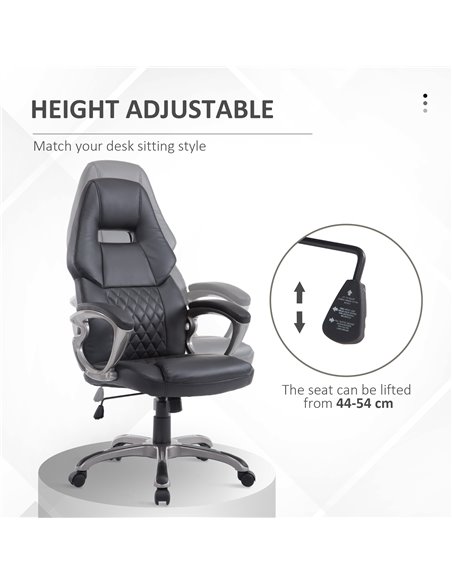 HOMCOM Racing Gaming Sports Chair Swivel Desk Chair Executive Leather Office Chair Computer PC chairs Height Adjustable Armchair - pic 19749 | FastDaddyshop