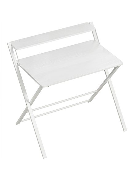 HOMCOM Compact Folding Desk for Small Spaces with Storage Shelf for Home Office, White - pic 197512 | FastDaddyshop