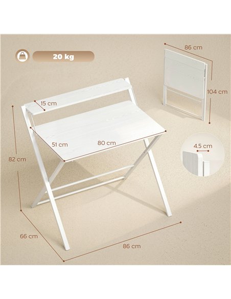 HOMCOM Compact Folding Desk for Small Spaces with Storage Shelf for Home Office, White - pic 197514 | FastDaddyshop