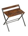 HOMCOM Compact Folding Desk for Small Spaces with Storage Shelf for Home Office, Rustic Brown