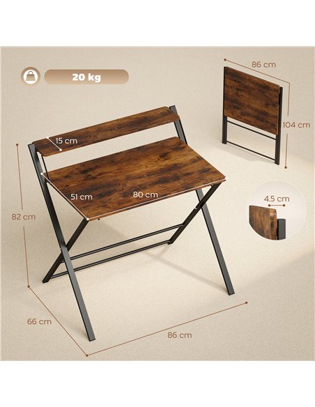 HOMCOM Compact Folding Desk for Small Spaces with Storage Shelf for Home Office, Rustic Brown - pic 197523 | FastDaddyshop